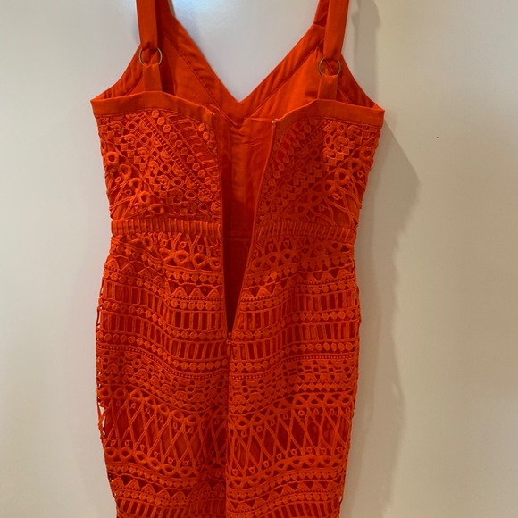 Adelyn Rae Red Orange Lace Fish Tail Dress - Picture 5 of 8